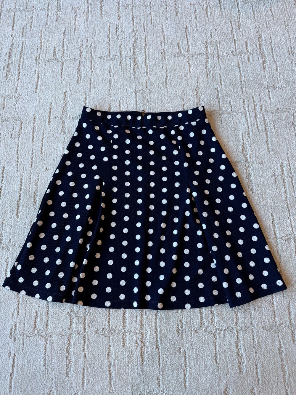 DownEast Navy and White Polka Dot A-Line Skirt